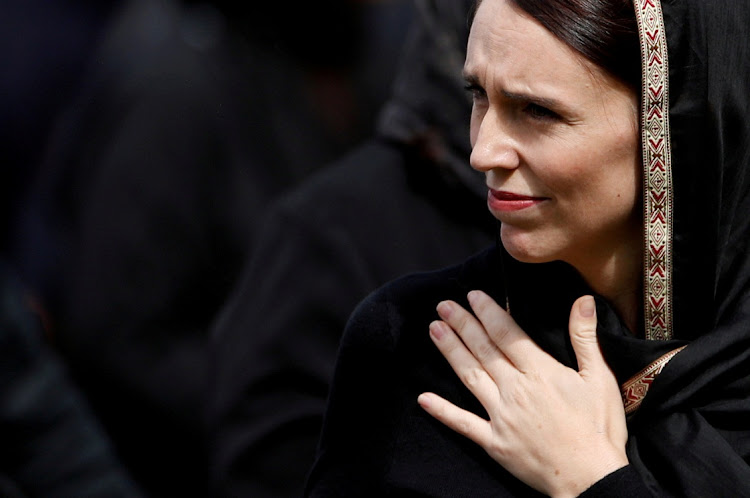 New Zealand's Prime Minister Jacinda Ardern leaves after Friday prayers at Hagley Park outside Al-Noor mosque in Christchurch, New Zealand.