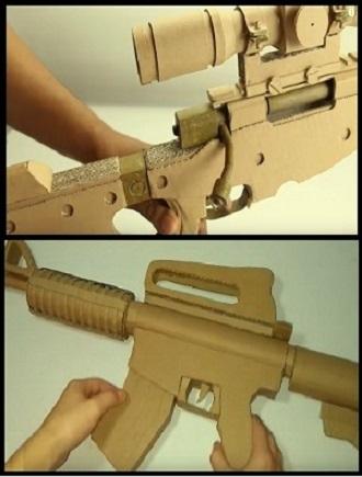 Weapons made of cardboard. Origami weapons.