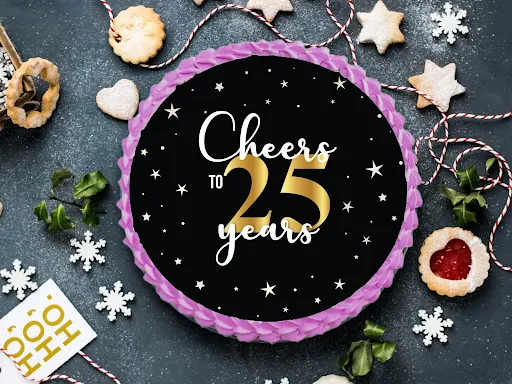 Cheers To 25 Years Photo Cake