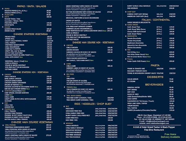 Pepper Pods menu 