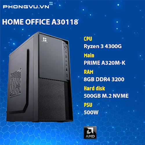 PC PV Home Office A30118 (AMD Ryzen 3 4300G/8GB/500GB SSD/Free DOS)