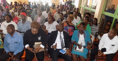 Embu bar owners during their meeting at Prime Hotel. They condemned Governor Wambora for rejecting a bill extending drinking hours.