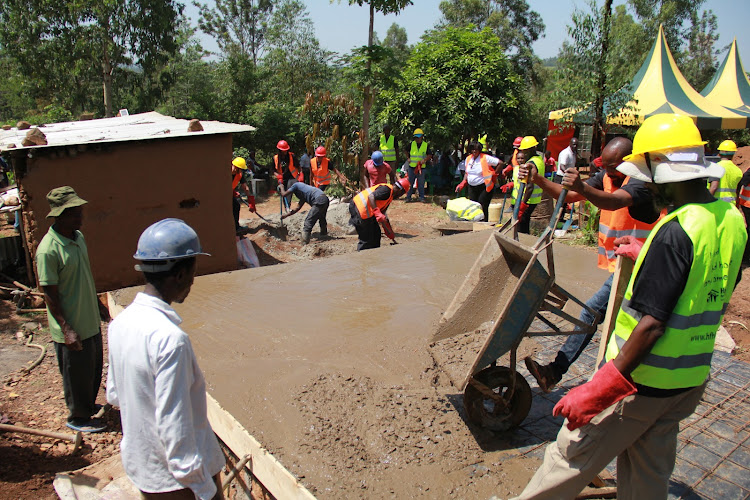 Construction of a house by Habitat for Humanity Kenya on Tuesday