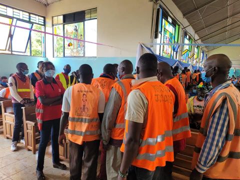 Boda boda riders taking part in a thanksgiving mass at Kutus Catholic church