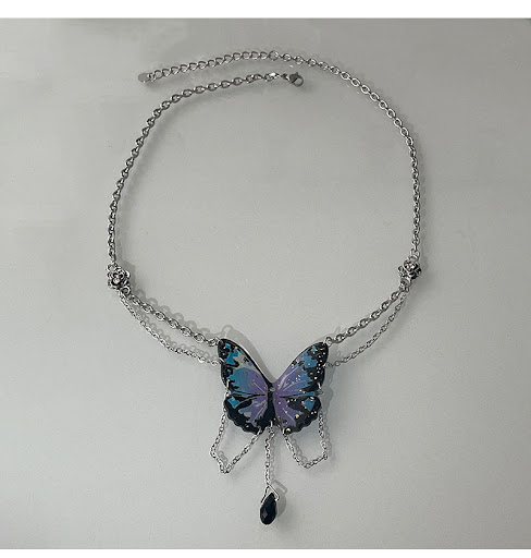 Title 2, Blue Personality Butterfly Necklace For Women, ...