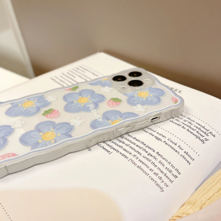 Title 6, Flower phone case with wavy edge. Stylishly pro...