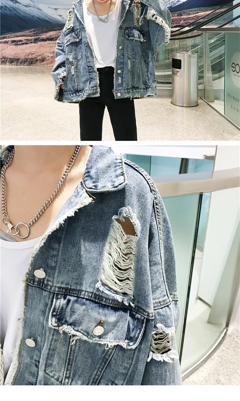 Harajuku BF Style Frühling und Herbst Street Hip-Hop schöner Jeanskleidung Trend