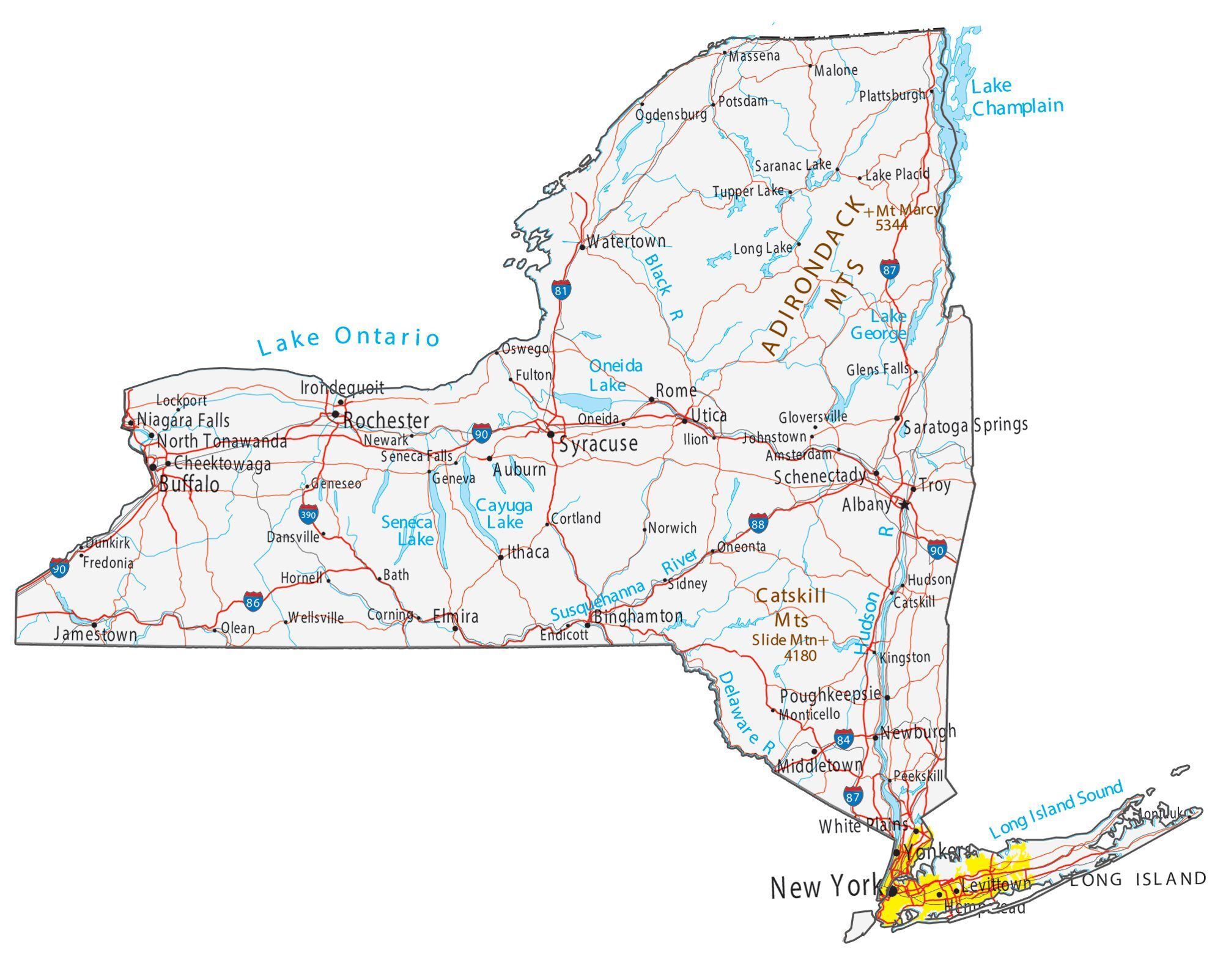 Mapas para imprimir de Nueva York, Estados Unidos