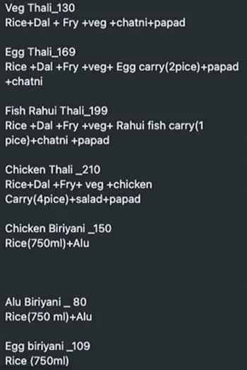 Bengali Bhuri Voj menu 
