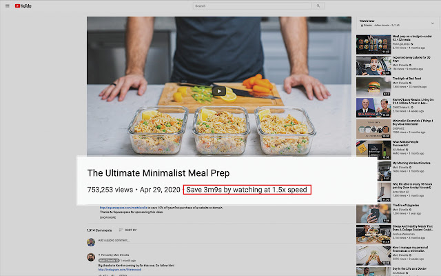 Time Saver for YouTube chrome extension