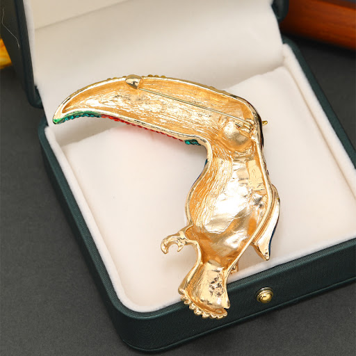 Title 3, Vintage Creative Rhinestone Giant Beak Bird Bro...