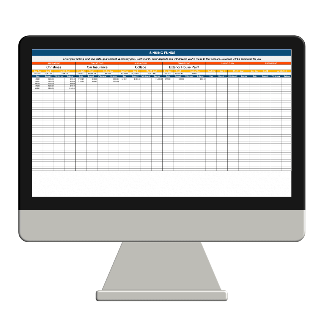 Sinking Funds Spreadsheet