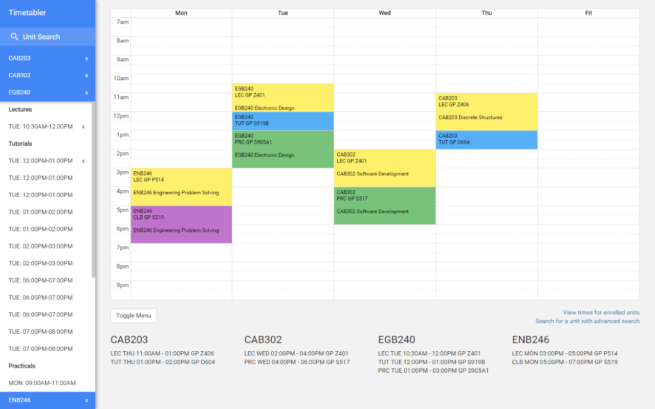 QUT Timetable Planner Preview image 0