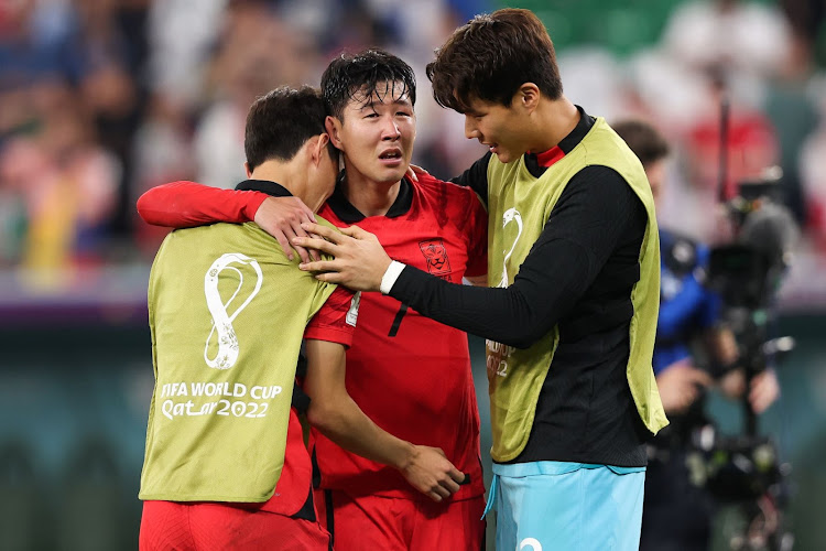 Son Heung-Min of Korea Republic reacts after the FIFA World Cup Qatar 2022 Group H match against Portugal at Education City Stadium on December 02, 2022 in Al Rayyan, Qatar.