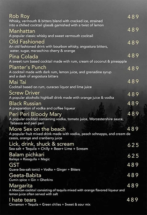 Gale Regale menu 