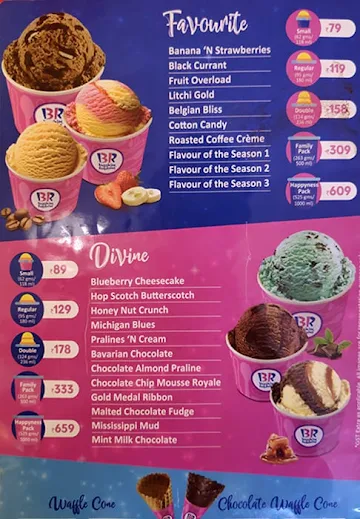 Baskin Robbins menu 