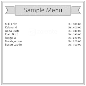 Bangali Sweets & Restaurant menu 