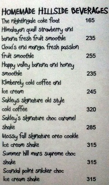 Music & Mountains - Hillside Cafe menu 