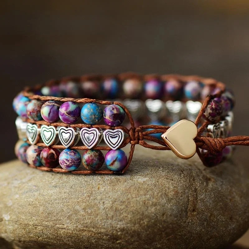 Title 1, Bracelet Tressé en Pierre Empereur Violet Régla...