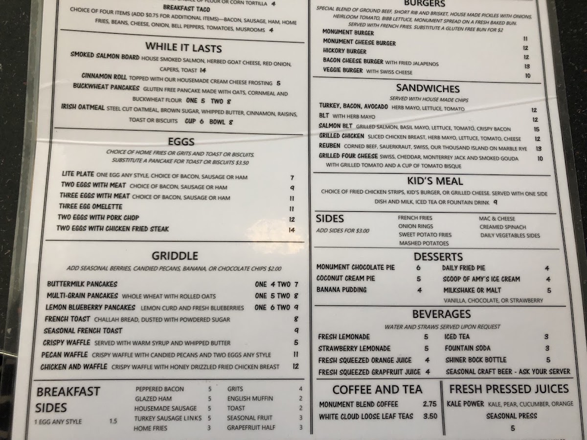 Bottom of menu