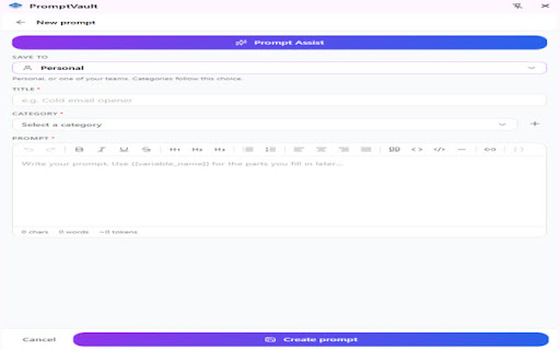PromptVault screenshot 1