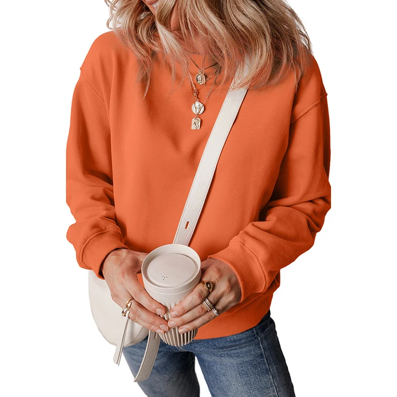 New Pure Color Minimal Versatile Pullover Sweater For Women