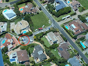 An aerial photo showing where the downed plane came to a stop.