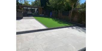 Landscaping, porcelain , artificial grass, block paving , natural stone paving, fencing  album cover