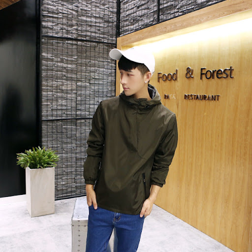 Title 2, Diagonal hooded jacket for men. Modern design a...