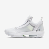 air jordan 34 low pf white/pure platinum/electoric green/metallic silver