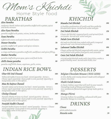 Mom's Khichdi menu 