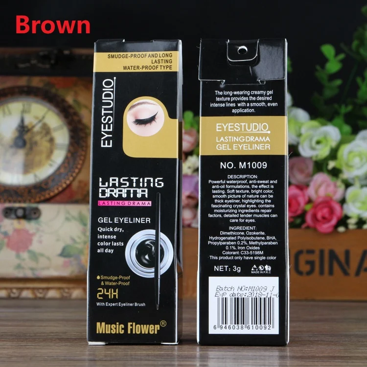 Eyeliner Waterproof Beauté Femme Noir Marron, Résistant à l'eau, Facile à Appliquer, Tenue Longue Durée, Regard Intense