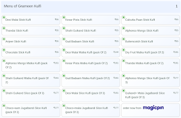 Grameen Kulfi menu 