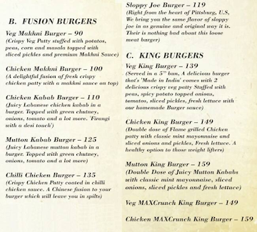 Mr. Burger menu 