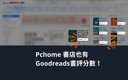 顯示書評分數 | 在 Kobo,Pchome,博客來網站顯示 Goodreads 書評分數