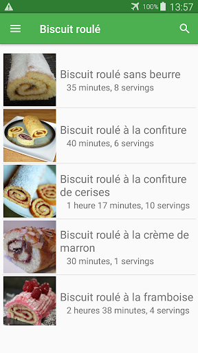 Biscuit roulé avec calories recettes en français.