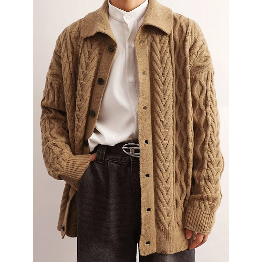 Title 3, Mens American-Style Retro Twist Lapel Sweater