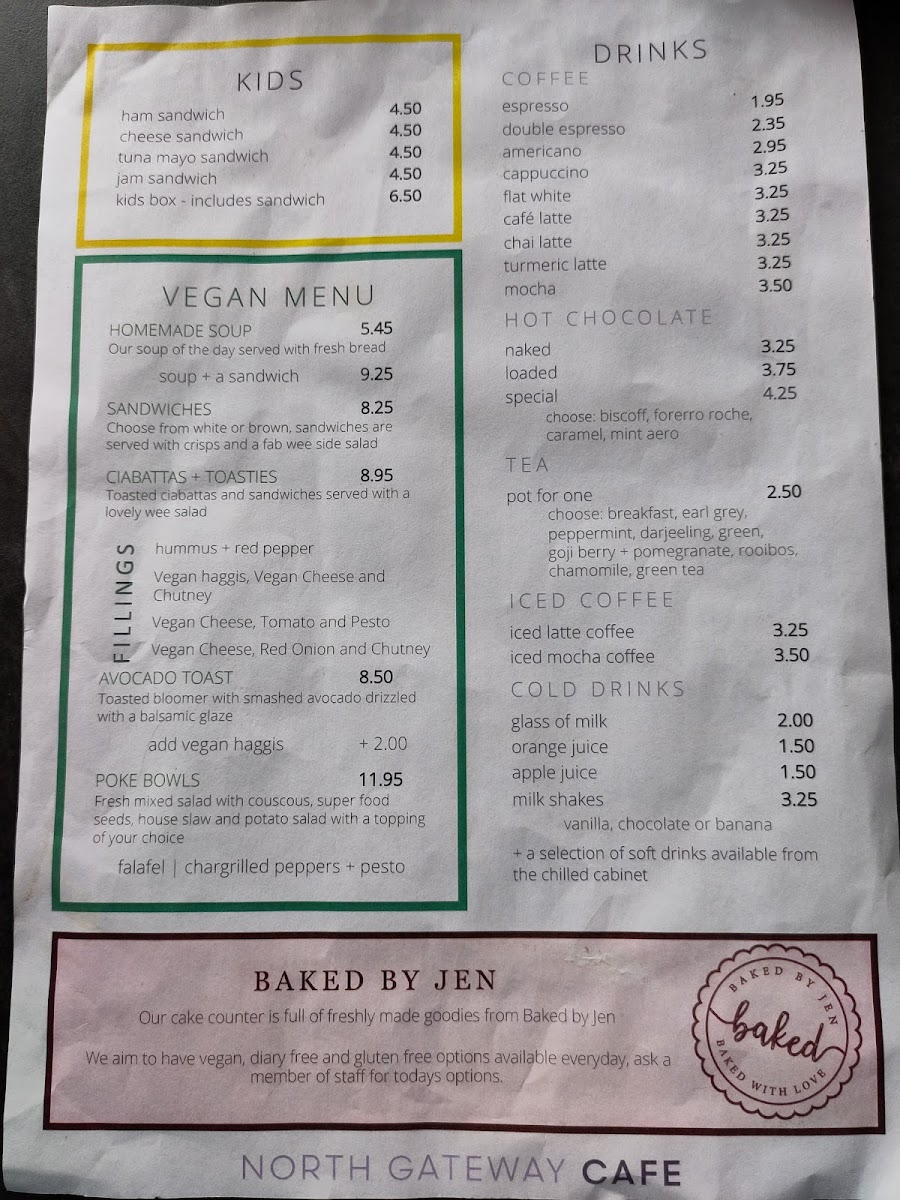 North Gateway Cafe gluten-free menu