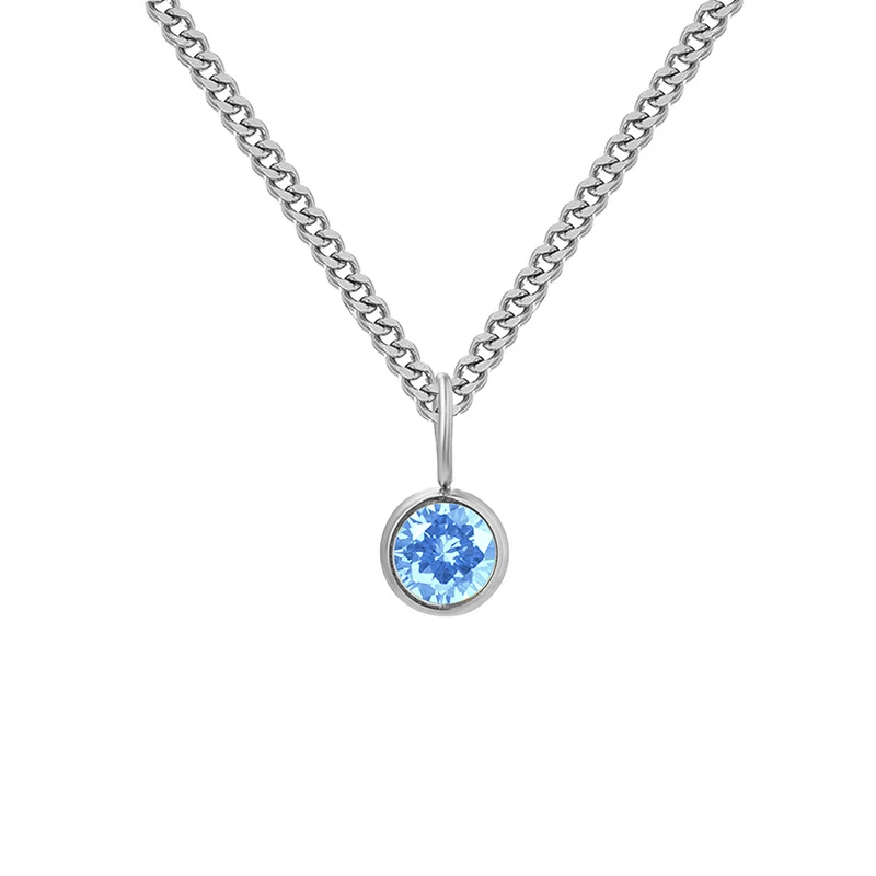 Collier en acier inoxydable avec pendentif diamant et pierre de naissance, un cadeau élégant et personnalisé, idéal.
