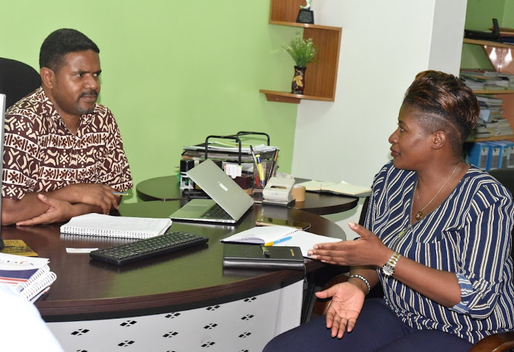 MCK Mombasa Regional Director Maureen Mudi and HAKI Africa Executive Director Khalid Hussein