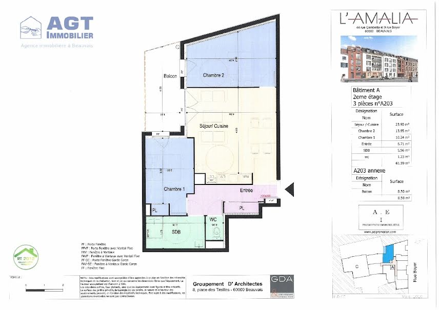 Vente appartement 3 pièces 61 m² à Beauvais (60000), 223 000 €