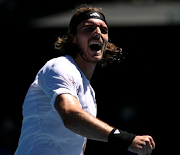 Greece's Stefanos Tsitsipas celebrates winning his third round match against Netherlands' Tallon Griekspoor.