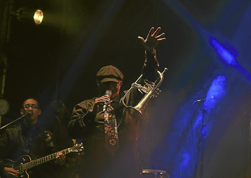 The legendary jazz muso, Bra Hugh Masekela, performing at the Ugu Jazz Festival in Port Shepstone in KZN. / THULI DLAMINI