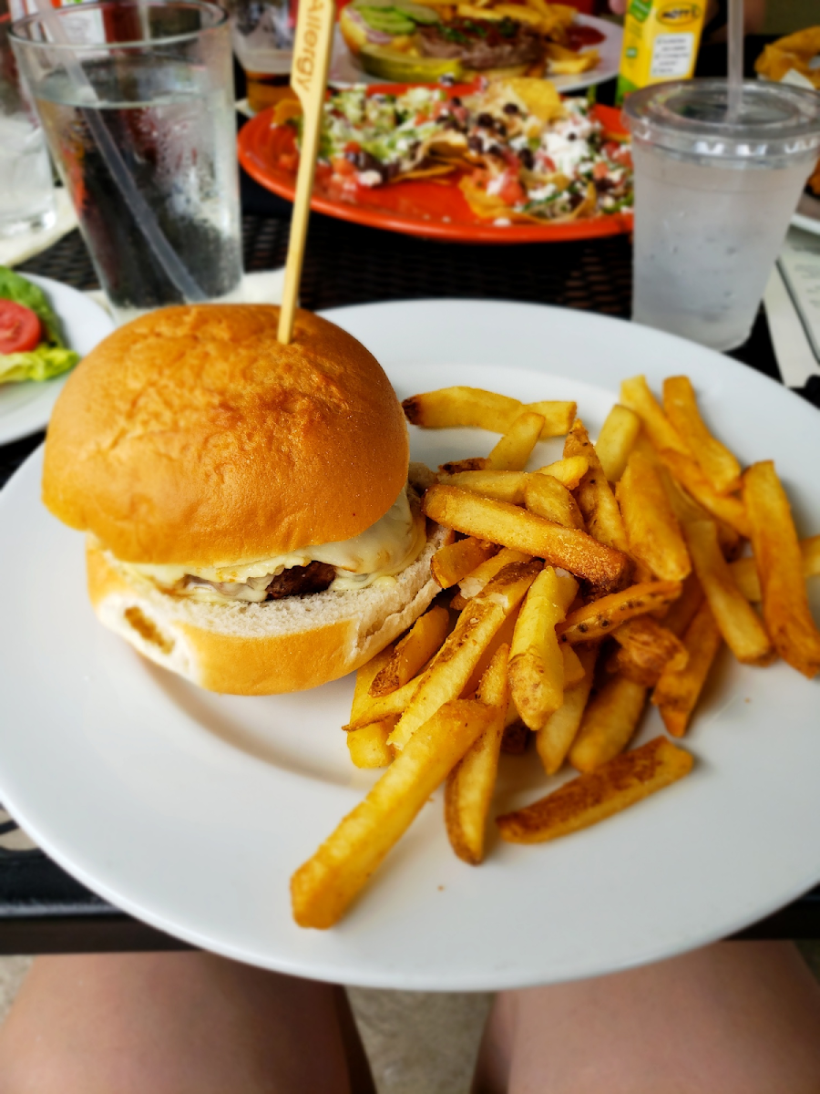 First actual cheeseburger I've had in a year. It was delicious. Fries could cause trouble for some, but I have been fine.