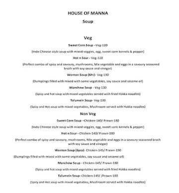 House Of Manna menu 