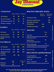 Jay Bhavani Vadapav menu 2