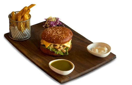 Chicken Burger With Masala Fries