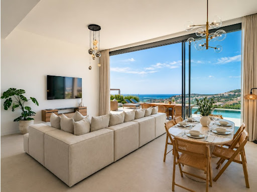 Living and dining room sea view - House purchase in Benahavís, 3 rooms, 3 bedrooms
