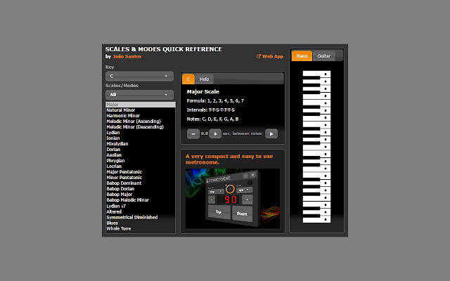 Scales & Modes Quick Reference chrome extension