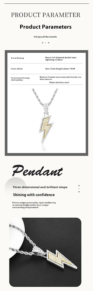Hip Hop Ketting Dubbele Laag Bliksem Accessoire Heren Sieraden Uniek Design Urban Stijl Opvallende Uitstraling